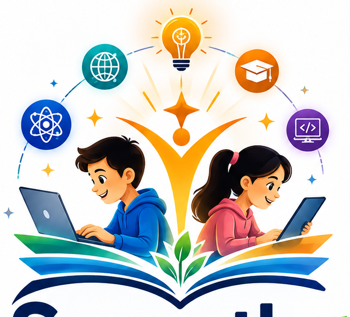 Boy and girl learning with technology